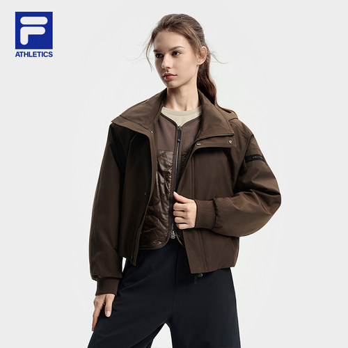 FILA 斐乐官方女士棉服两件套2025冬季新款户外运动宽松连帽外套