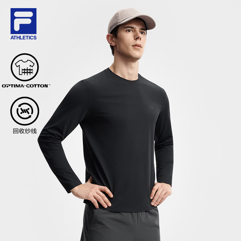斐乐健身长T丨FILA针织男士长袖衫26秋款运动打底上衣简约舒适长T