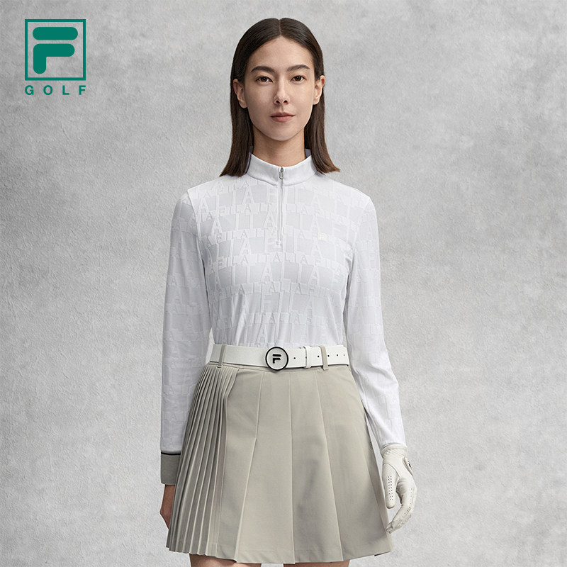 FILA 斐乐官方女子长袖上衣2026春季新款高尔夫运动半拉链满