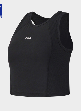 FILA 斐乐官方女士运动背心2026夏新款健身训练打底内衣黑色上衣