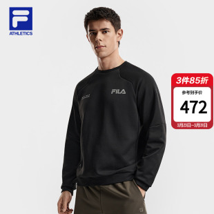 上衣 健身运动舒适针织长袖 FILA 斐乐官方男子套头卫衣2026春新款
