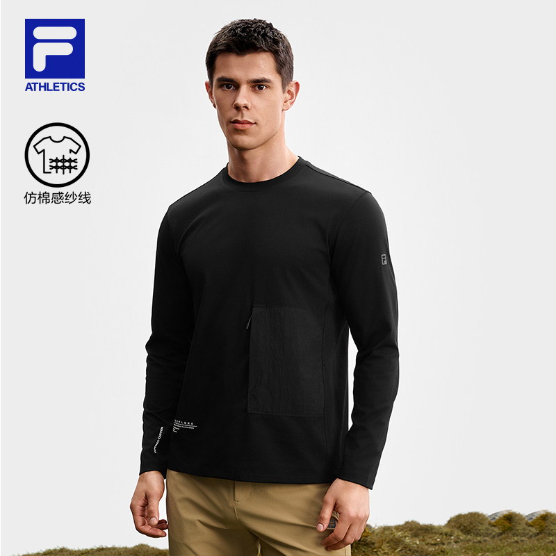 FILA 斐乐官方男子针织长袖衫2025秋新款户外运动简约宽松圆领长T,运动服/休闲服装,运动T恤,淘宝优惠券,粉丝福利购,淘宝优惠卷