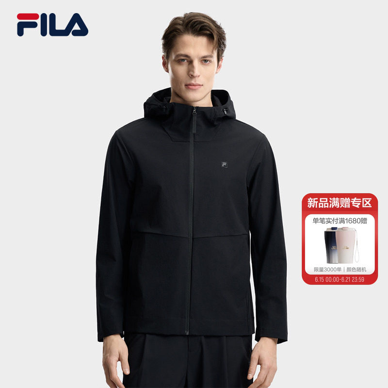 FILA 斐乐官方男士梭织外套2026夏新款时尚休闲百搭轻薄连帽上衣
