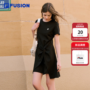 不规则下摆T恤裙 新款 FILA FUSION斐乐潮牌女子针织连衣裙2026春季