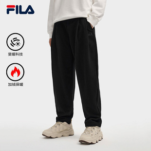 2025冬季 针织长裤 新款 时尚 FILA 休闲宽松加绒直筒裤 斐乐官方男士