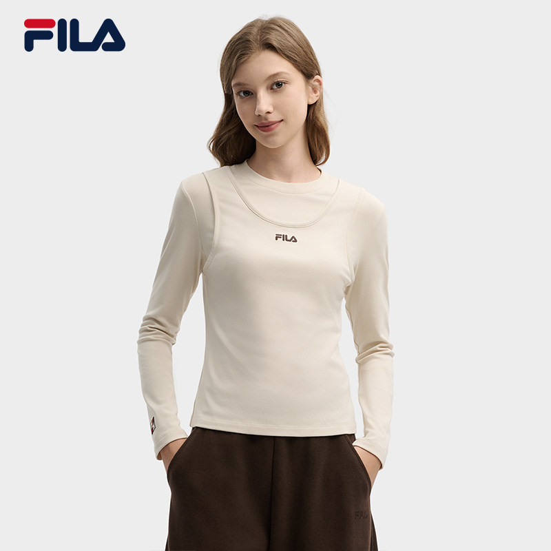 杨幂同款FILA斐乐官方女子长袖T2026春季新款时尚假两件修身长T,运动服/休闲服装,运动T恤,淘宝优惠券,粉丝福利购,淘宝优惠卷