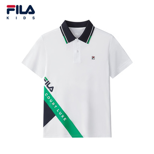 2025秋新款 FILA POLO衫 KIDS斐乐童装 儿童网球运动上衣 男大童短袖