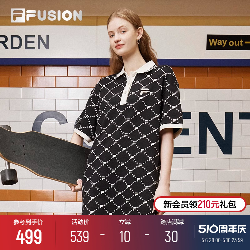 FILA FUSION斐乐潮牌连衣裙女夏季老花潮流时尚宽松POLO领连身裙-封面