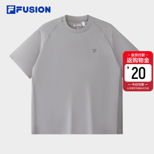 FUSION章昊同款 新款 斐乐针织短袖 2026夏季 休闲拼接宽松T恤 衫 FILA