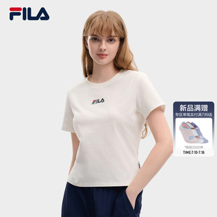 FILA斐乐女子短袖衫2026秋季新款纯棉修身网球运动T恤短款上衣