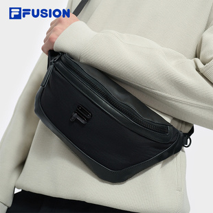 FILA FUSION斐乐包包腰包男时尚休闲随身包情侣单肩包黑色斜挎包