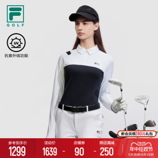 POLO衫 2024春新款 斐乐官方女子针织长袖 FILA 高尔夫运动防晒上衣