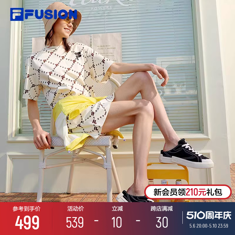 FILA FUSION 斐乐潮牌连衣裙女老花满印圆领运动休闲宽松显瘦裙子 运动服/休闲服装 运动连衣裙 原图主图