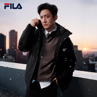 时尚 新款 休闲保暖连帽外套男 FILA斐乐鹅绒羽绒服2025冬季 王阳同款