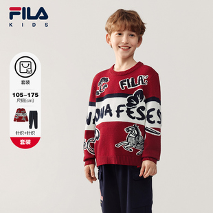 儿童毛衣卫裤 套装 2026年春季 新款 FILA 男休闲新年款 KIDS斐乐童装