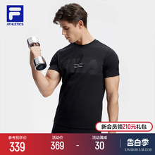 FILA 斐乐官方男子针织短袖衫2024春季新圆领健身训练服运动T恤男