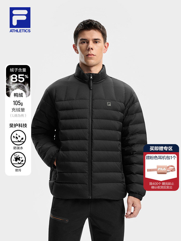 FILA пуховик Fila мужской новинка зимы 2025 года для занятий фитнесом и спортом легкая и теплая подкладка, позволяющая хранить водоотталкивающую куртку Изображение 1