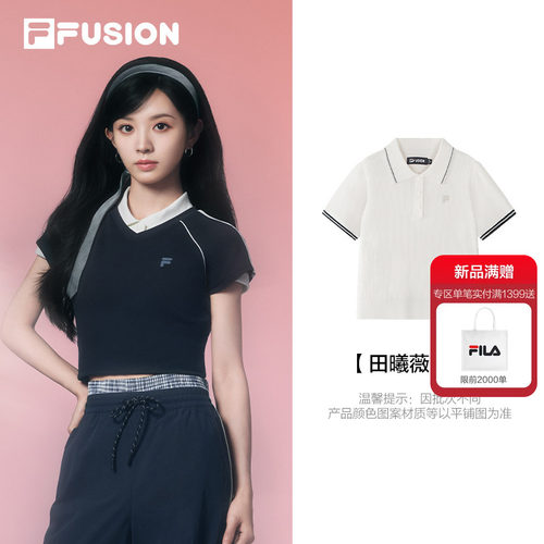 FILAFUSION斐乐女子短袖编织衫