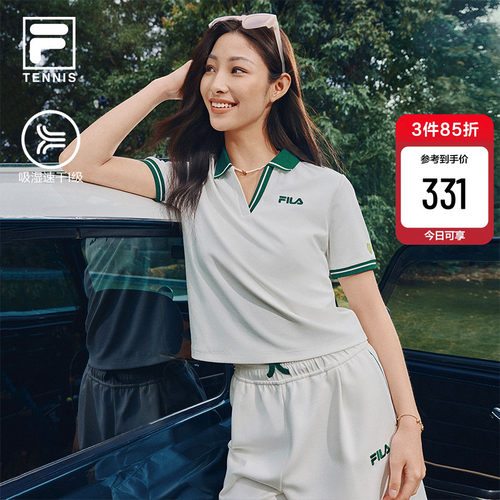 斐乐速干网球短袖POLO衫女