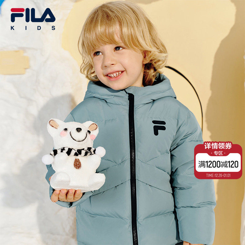 FILA KIDS斐乐童装儿童羽绒服冬季款男女童中长款保暖连帽外