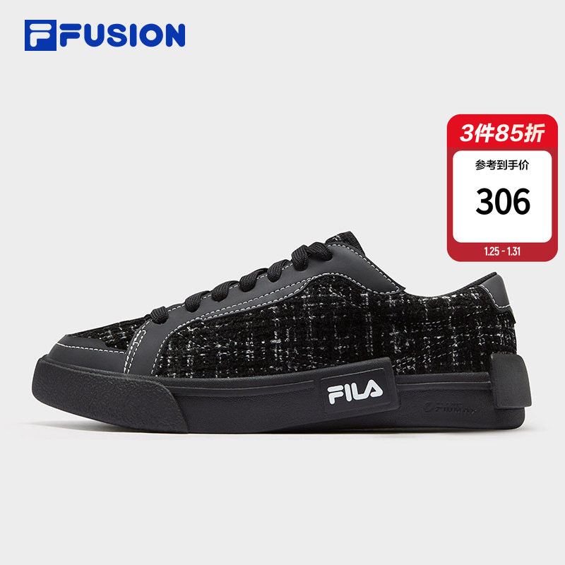 FILA FUSION 斐乐潮牌帆布鞋小香风女鞋2025秋季新款格纹拼接板鞋,运动鞋new,帆布鞋,淘宝优惠券,粉丝福利购,淘宝优惠卷