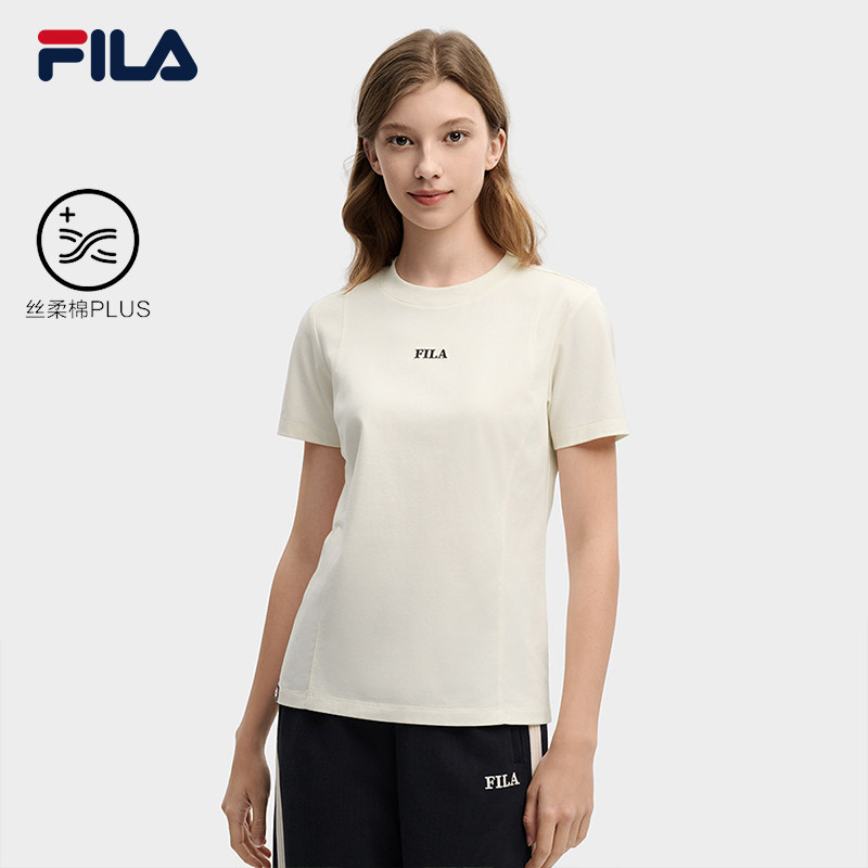 FILA 斐乐官方女子针织短袖衫2026春新款简约百搭纯棉T恤内搭上衣