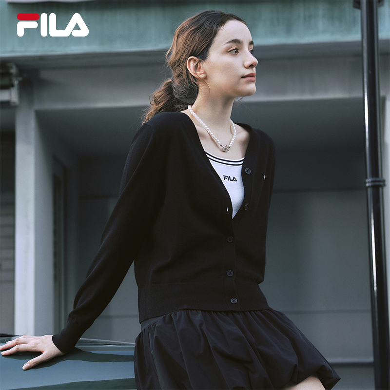 FILA斐乐官方女编织衫羊毛外套