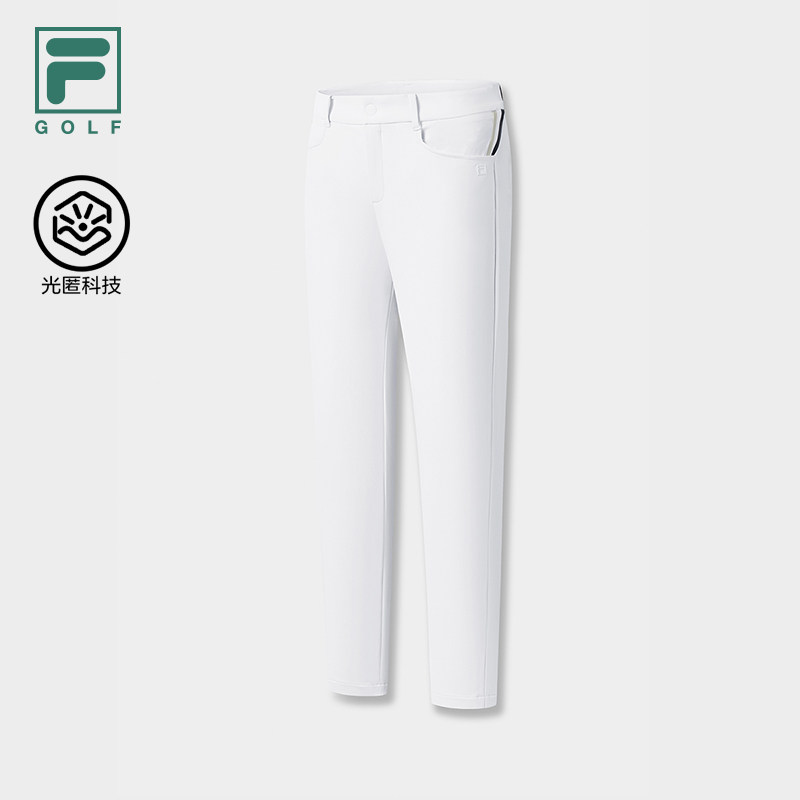 FILA 斐乐官方女士梭织长裤2025冬新款高尔夫运动基础防晒直