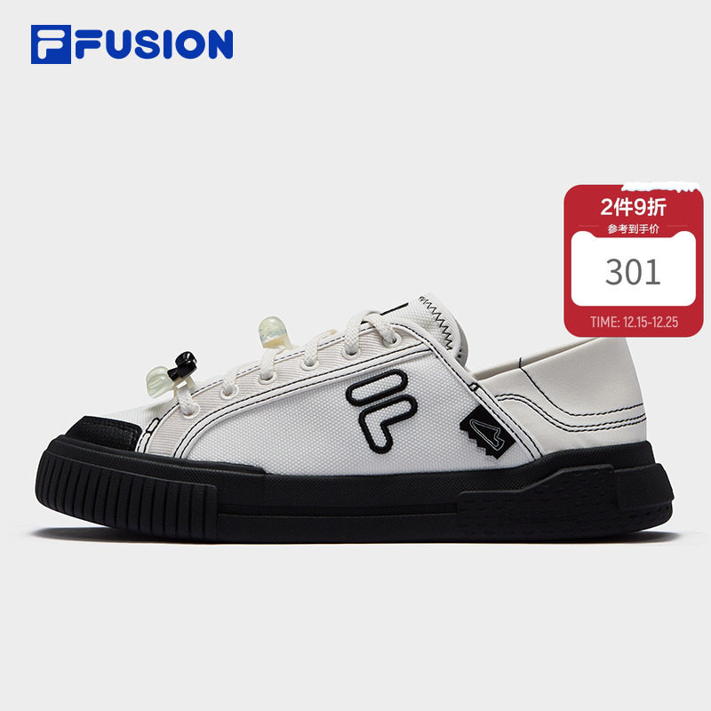 FILA FUSION斐乐潮牌女鞋一脚蹬半拖帆布鞋夏季板鞋穆勒鞋
