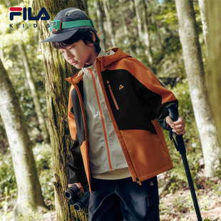 儿童宽松梭织连帽上衣 FILA KIDS斐乐童装 男女童外套2025秋季 新款