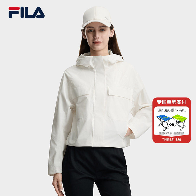 FILA 斐乐官方女士梭织外套2026夏新款休闲简约舒适连帽夹克