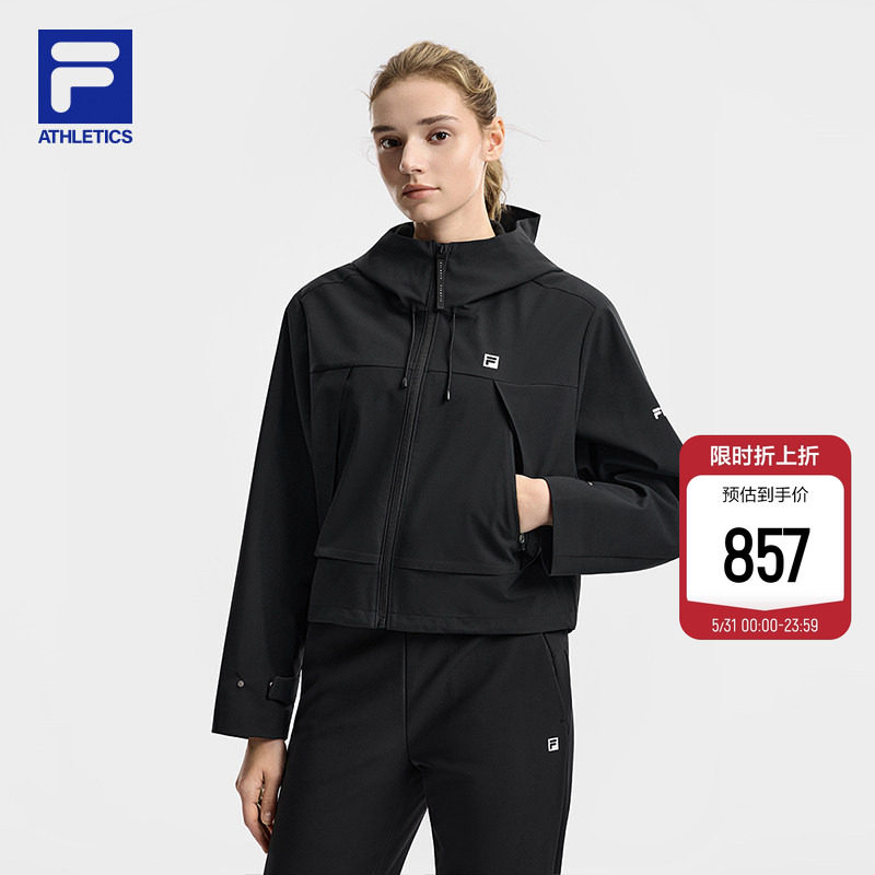 FILA 斐乐官方女士梭织外套2026春新款健身运动简约宽松连帽