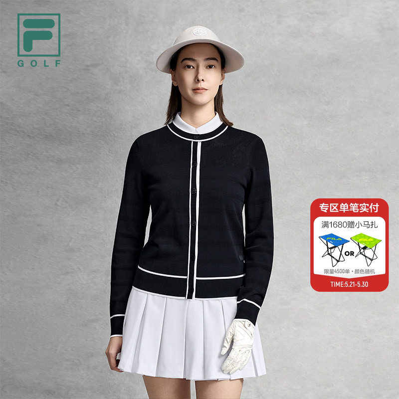 FILA 斐乐官方女士编织外套2026夏季新款高尔夫运动基础开衫