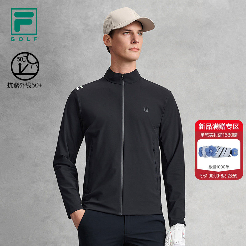 FILA 斐乐官方男士针织长袖外套2026夏季新款高尔夫运动防晒