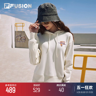 休闲上衣 长袖 FILA FUSION斐乐潮牌女子针织连帽卫衣2024春季 新款