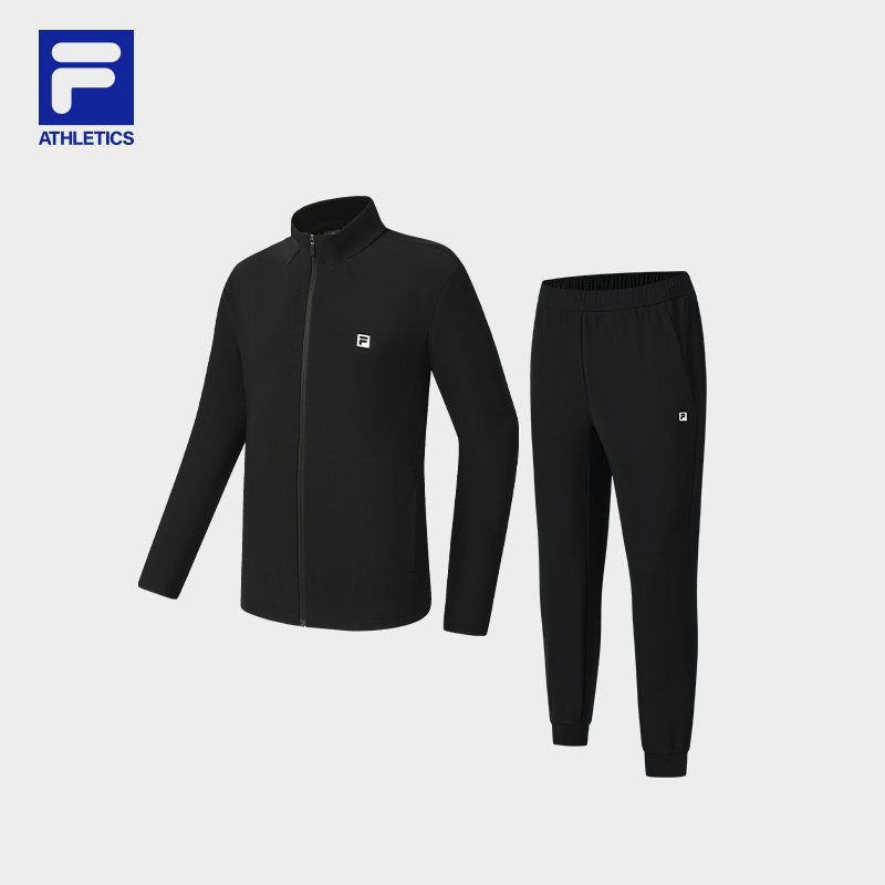 FILA斐乐官方长袖运动套装加绒男春季新款外套裤子跑步健身训练服