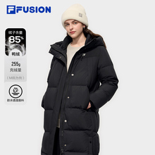 FILA FUSION斐乐潮牌长款羽绒服女2025冬季新款休闲保暖连帽外套