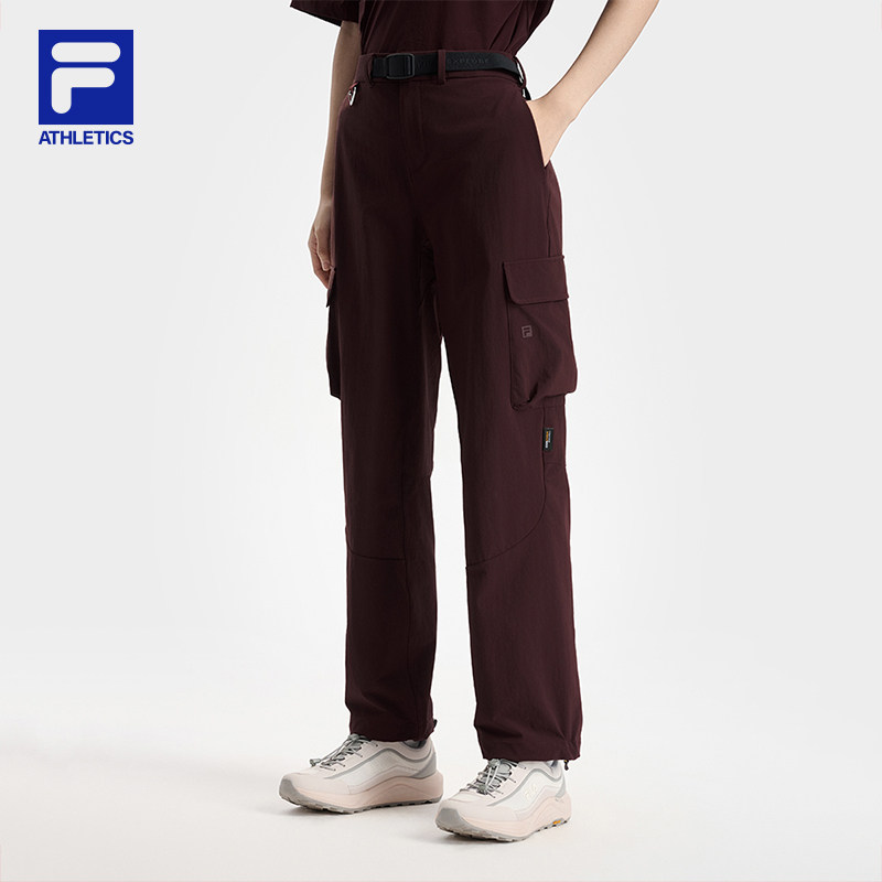 FILA 斐乐官方女士梭织长裤2025秋季新款户外运动宽松收口工