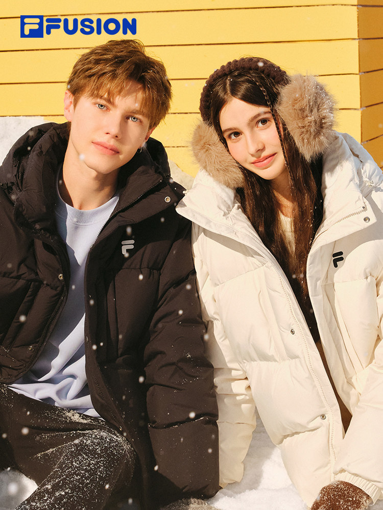 Пуховик FILA FUSION Fila Tide от бренда couple, новинка зимы 2025, свободная теплая куртка с капюшоном Изображение 1