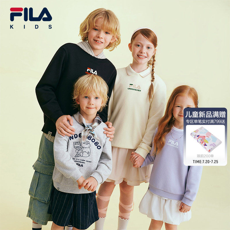 FILA KIDS斐乐童装儿童卫衣秋季款男女童大小童圆领宽松长袖上衣