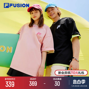 多彩宽松纯棉上衣男女 T恤夏季 FUSION斐乐潮牌情侣运动短袖 FILA