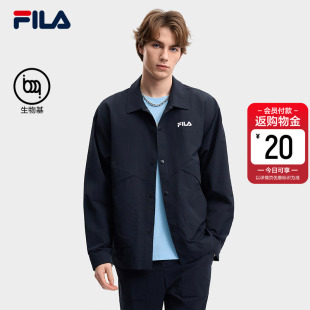 外套2026夏新款 梭织长袖 翻领夹克休闲宽松上衣 斐乐官方男士 FILA