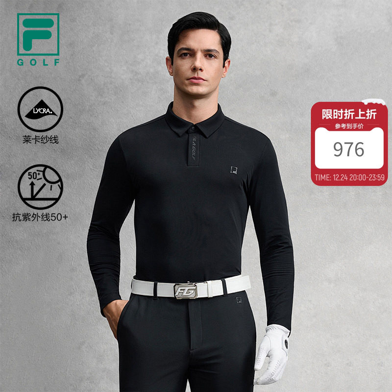 FILA 斐乐官方男子针织长袖POLO衫2025冬新款高尔夫运动