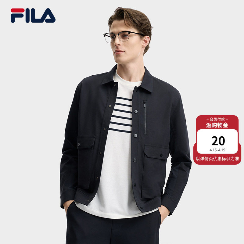 FILA斐乐官方男针织长袖外套2026夏新款工装商务休闲行政夹克上衣