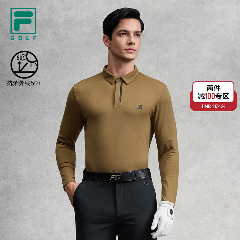 FILA 斐乐官方男子长袖POLO衫2025冬新款高尔夫运动防晒上衣,运动服/休闲服装,运动POLO衫,淘宝优惠券,粉丝福利购,淘宝优惠卷