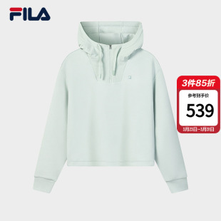 FILA 休闲宽松日常百搭针织上衣 斐乐官方女子连帽卫衣2026春新款