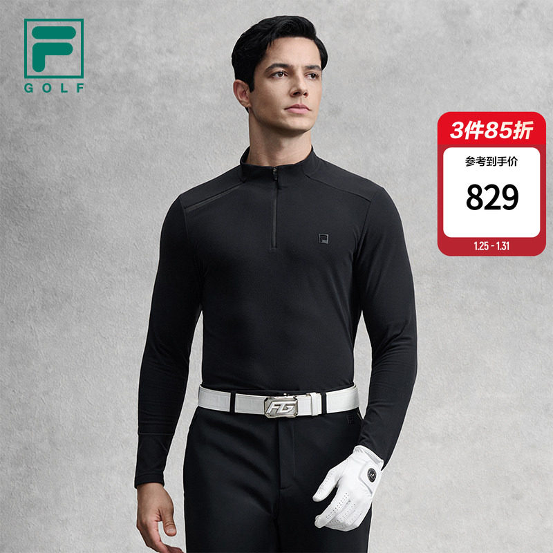 FILA 斐乐官方男子针织长袖上衣2025冬新款高尔夫运动基础加绒长T,运动服/休闲服装,运动T恤,淘宝优惠券,粉丝福利购,淘宝优惠卷