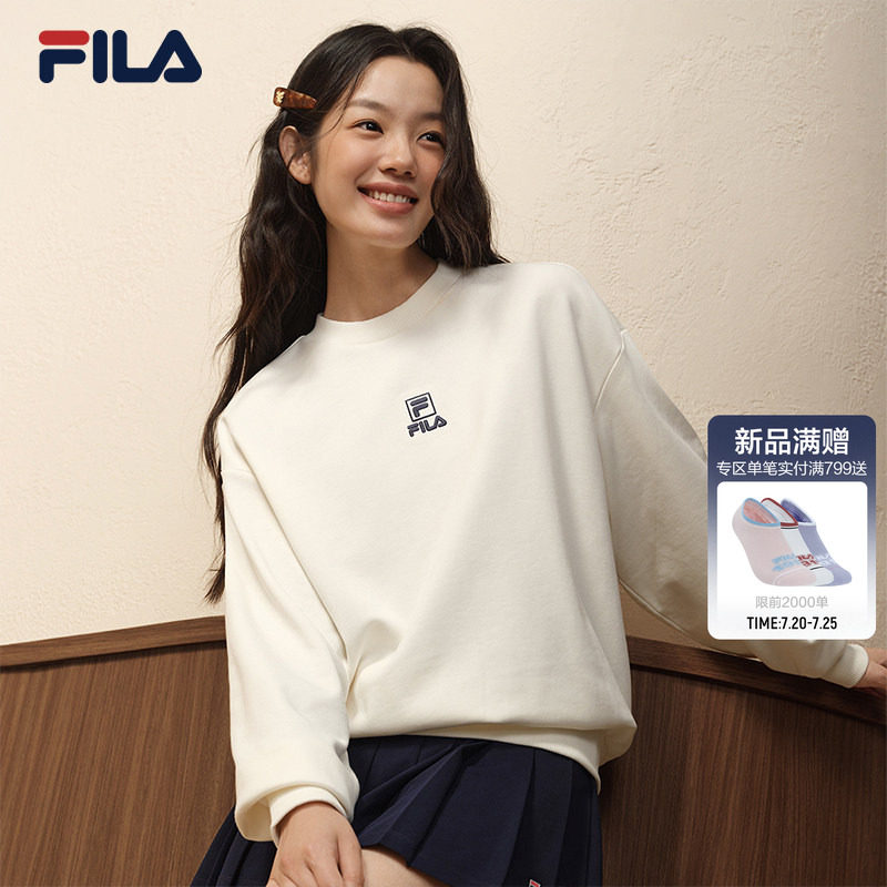 FILA 斐乐官方男子套头卫衣2026秋新款休闲百搭宽松针织长袖上衣