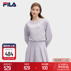 FILA 斐乐官方女士连衣裙2024春季新款休闲宽松长袖百褶连衣短裙