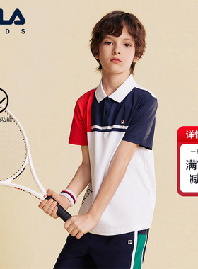FILA KIDS斐乐童装男大童短袖POLO衫2026夏新款儿童防晒网球上衣